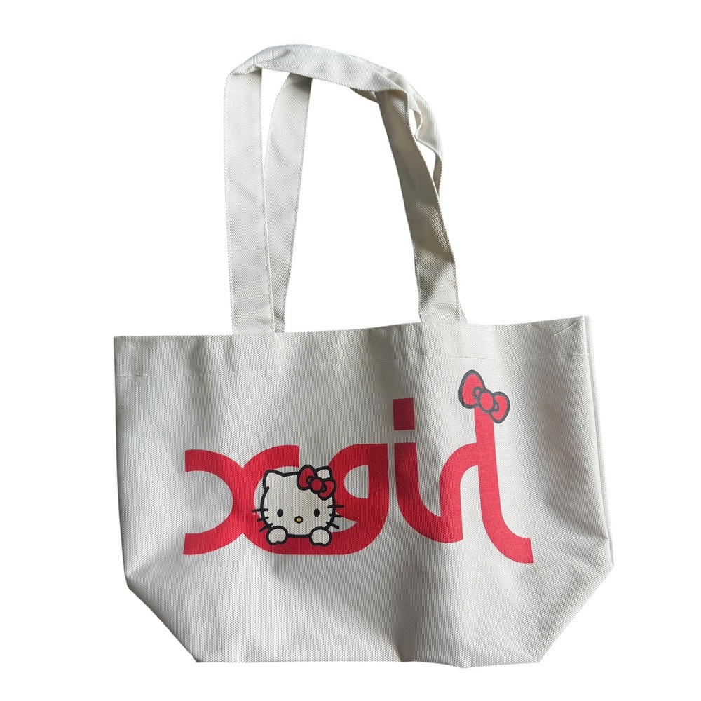 X-Girl Hello Kitty Tote Bag 2017 Collaboration Canvas Mini Bag White Red OS